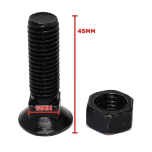 M12 x 45mm plow bolt and nut set cutting edge wear plate NZ – AET Parts